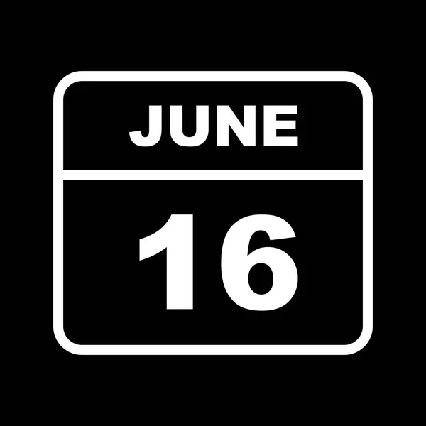 16 de junho Data em um calendário único dia — Fotografia de Stock