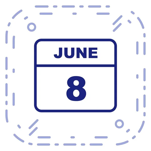 June 8th Date on a Single Day Calendar — Stock Photo, Image