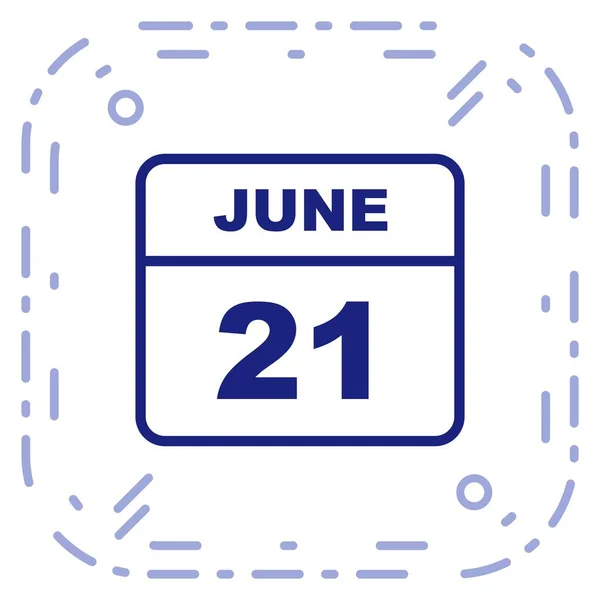 June 21st Date on a Single Day Calendar — Stock Photo, Image