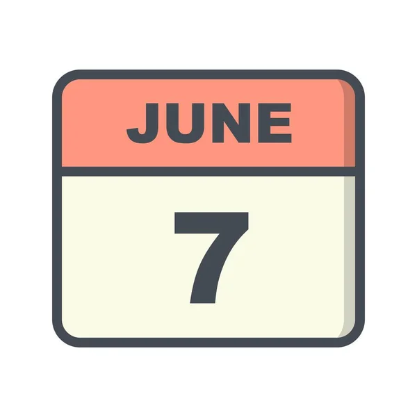 07 de junho Data em um calendário de um único dia — Fotografia de Stock