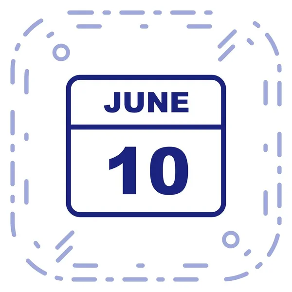 June 10th Date on a Single Day Calendar — Stock Photo, Image