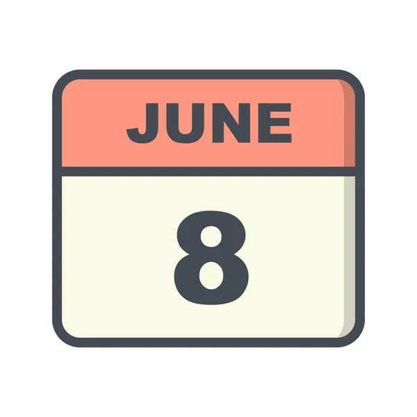 08 de junho Data em um calendário de um único dia — Fotografia de Stock
