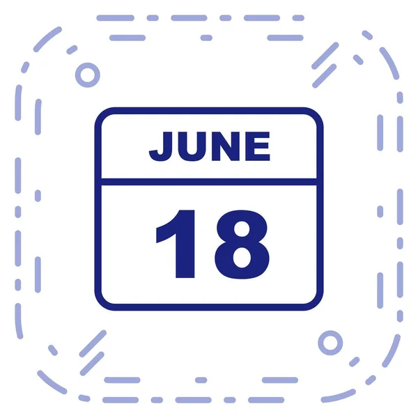 June 18th Date on a Single Day Calendar — Stock Photo, Image