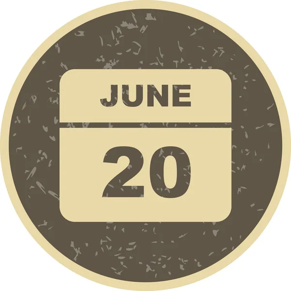 6月20日在单日日历上的日期 — 图库照片
