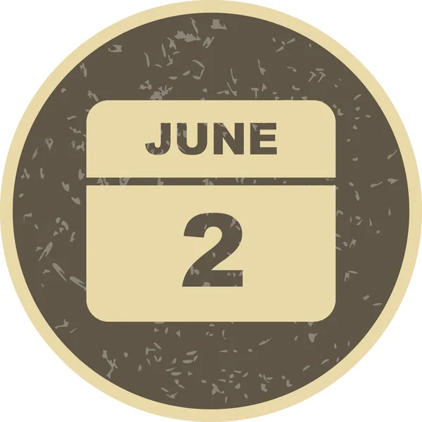 6月2日单日日历上的日期 — 图库照片