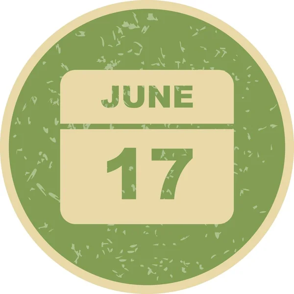 6月17日单日日历上的日期 — 图库照片