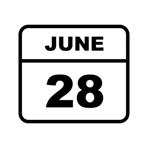 28 de junio Fecha en un calendario de un solo día — Foto de Stock