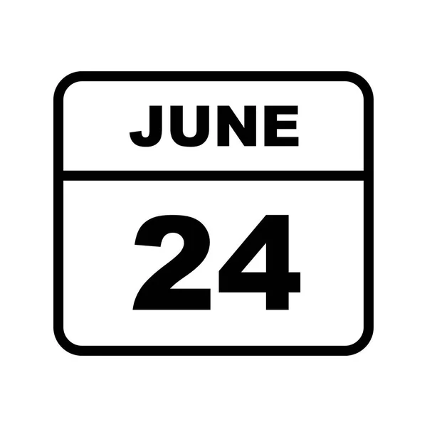 24 czerwca Data w kalendarzu jednodniowe — Zdjęcie stockowe