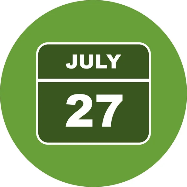 Tanggal 27 Juli pada Kalender Hari Tunggal — Stok Foto