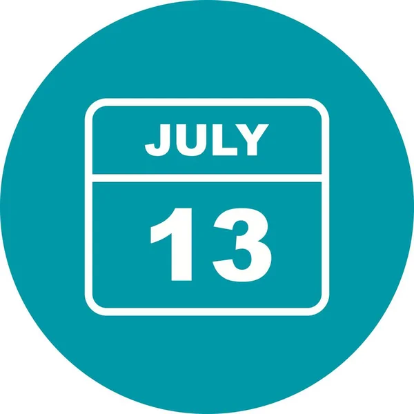 13 de julio Fecha en un calendario de un solo día — Foto de Stock
