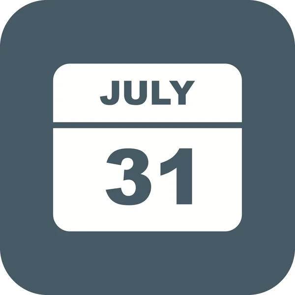 31 июля Дата в календаре одного дня — стоковое фото