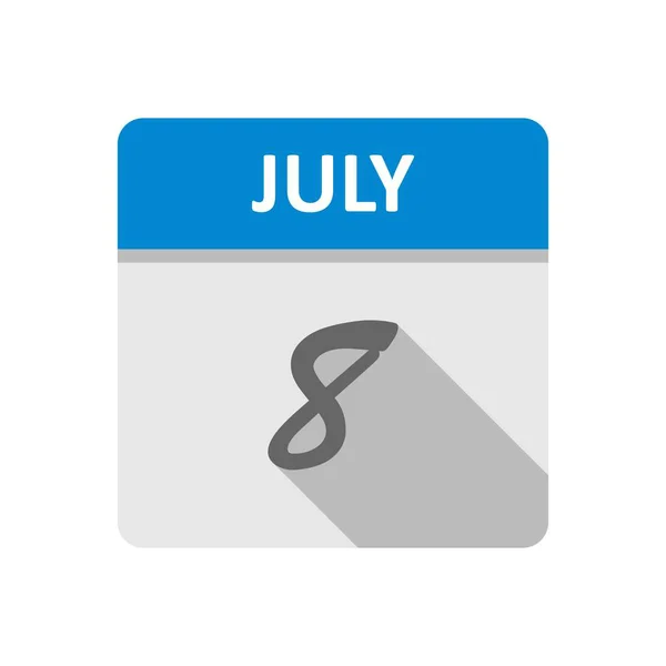 8 juli datum på en enda dag kalender — Stockfoto
