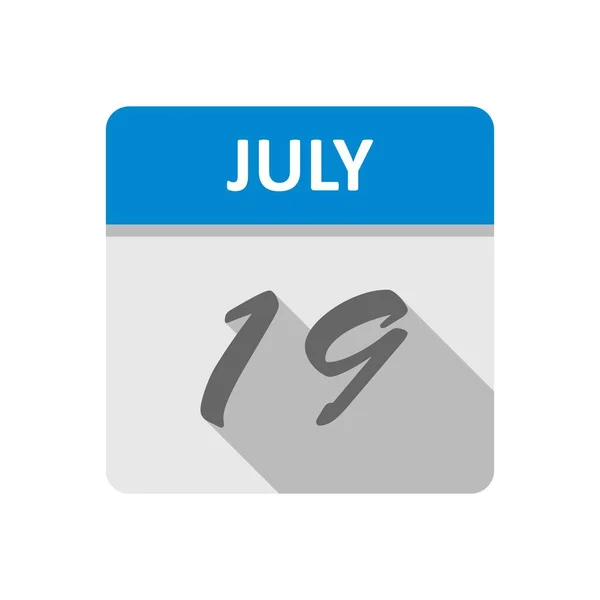 19 de julio Fecha en un calendario de un solo día — Foto de Stock