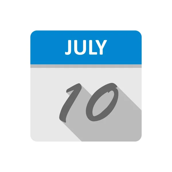 单日日历上的7月10日日期 — 图库照片