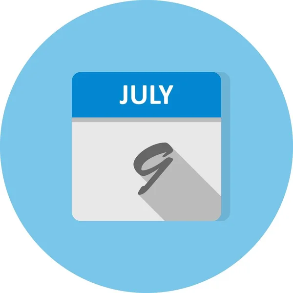 9 juli datum på en enda dag kalender — Stockfoto