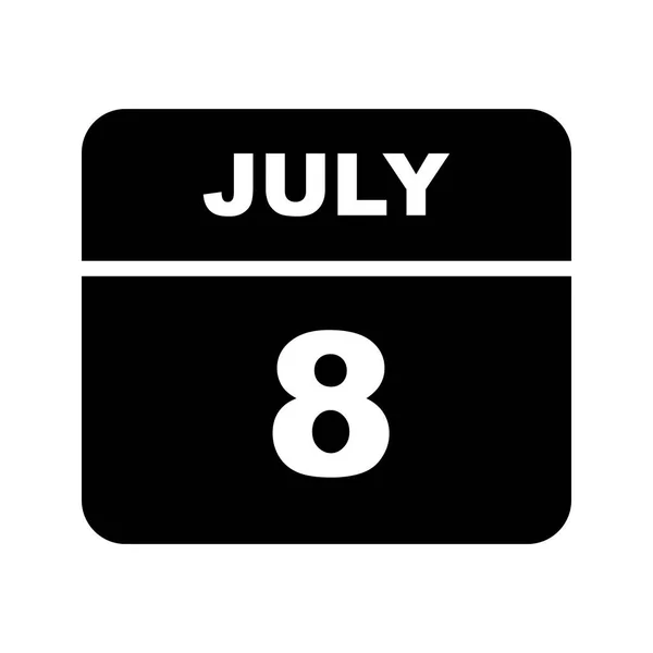 July 8th Date on a Single Day Calendar — Stock Photo, Image