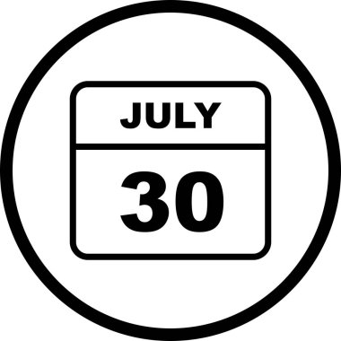 30 Temmuz tarih tek günlük takvim