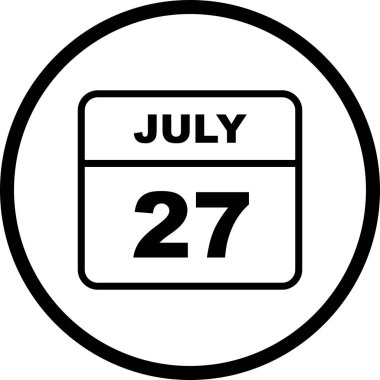 27 Temmuz tarih tek günlük takvim