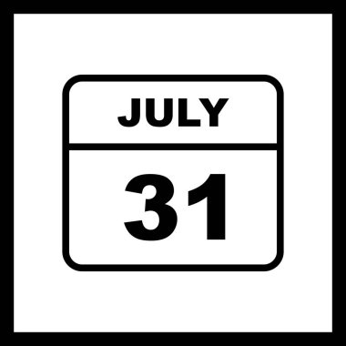 31 Temmuz tarih tek günlük takvim