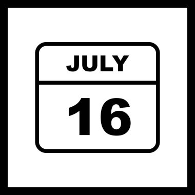 16 Temmuz tarihinde tek bir gün takvimi