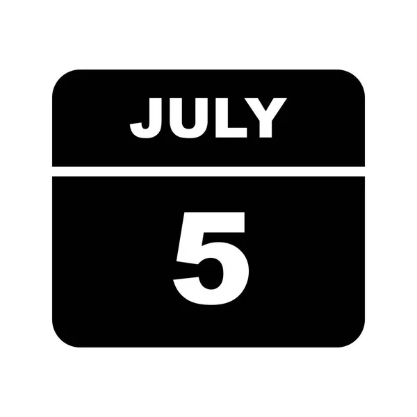 5 juillet Date sur un calendrier d'un seul jour — Photo