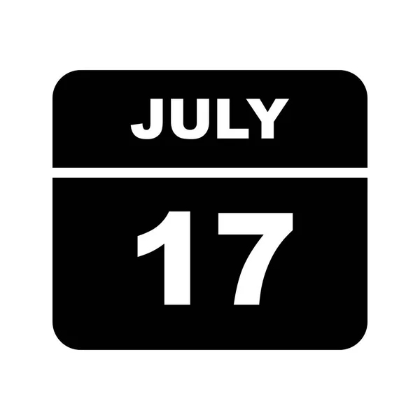 7月17日单日日历上的日期 — 图库照片
