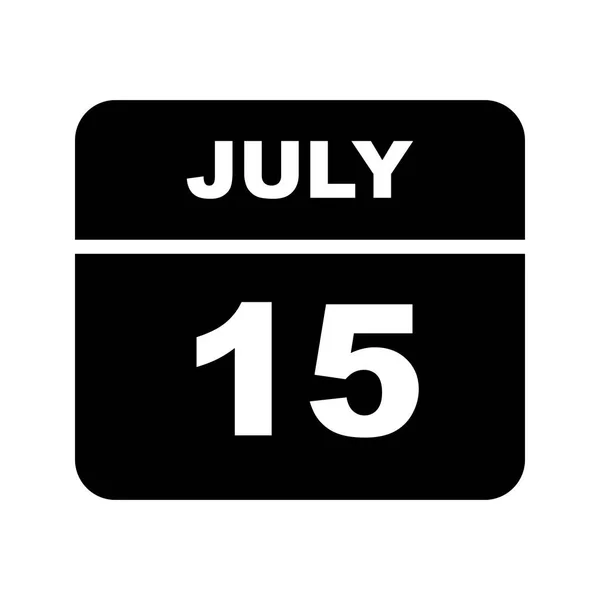 15 de julio Fecha en un calendario de un solo día — Foto de Stock
