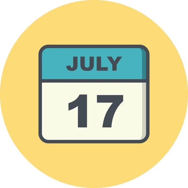 17 de julio Fecha en un calendario de un solo día — Foto de Stock