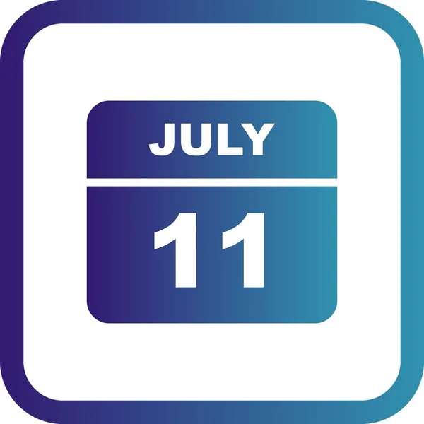 11 juli datum på en enda dag kalender — Stockfoto