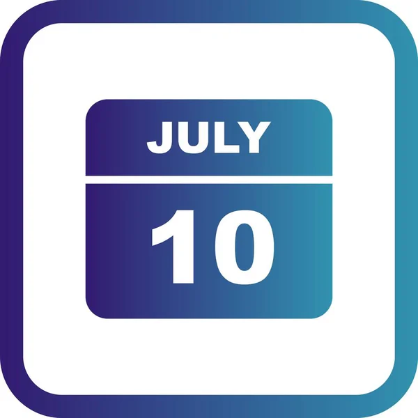 10 de julho Data em um calendário único dia — Fotografia de Stock