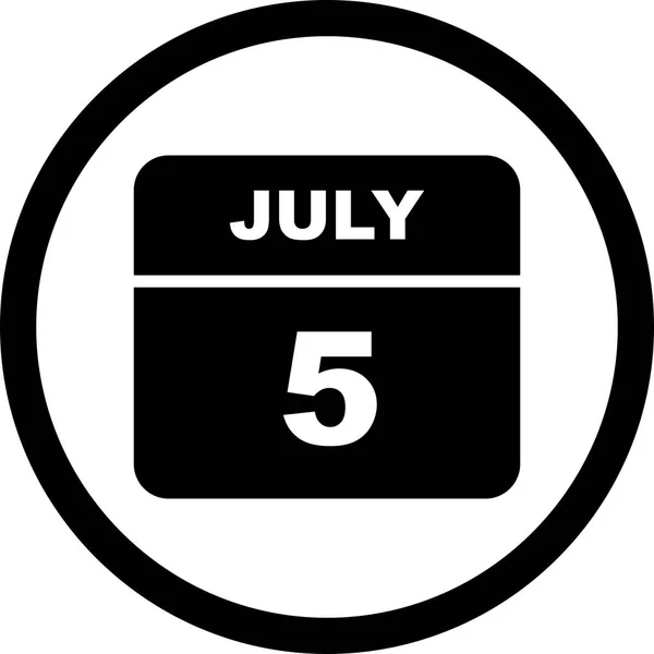 5 juillet Date sur un calendrier d'un seul jour — Photo