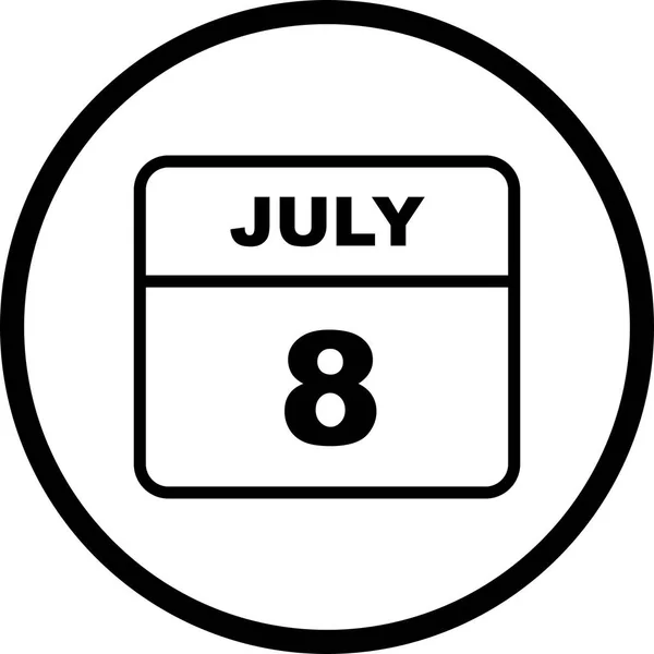 8 de julio Fecha en un calendario de un solo día —  Fotos de Stock
