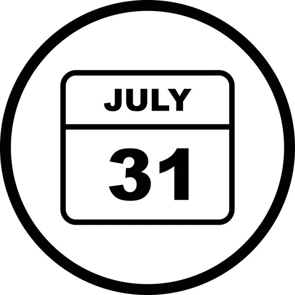 31 lipca Data w kalendarzu jednodniowe — Zdjęcie stockowe