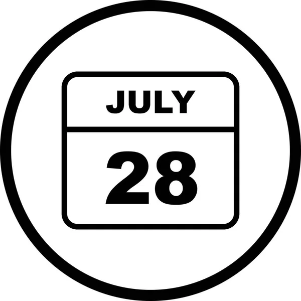 28 Temmuz tarih tek günlük takvim — Stok fotoğraf