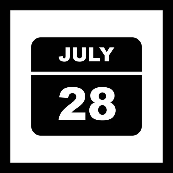 28 Temmuz tarih tek günlük takvim — Stok fotoğraf