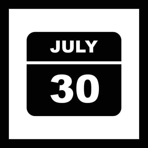 30 de julho Data em um calendário único dia — Fotografia de Stock