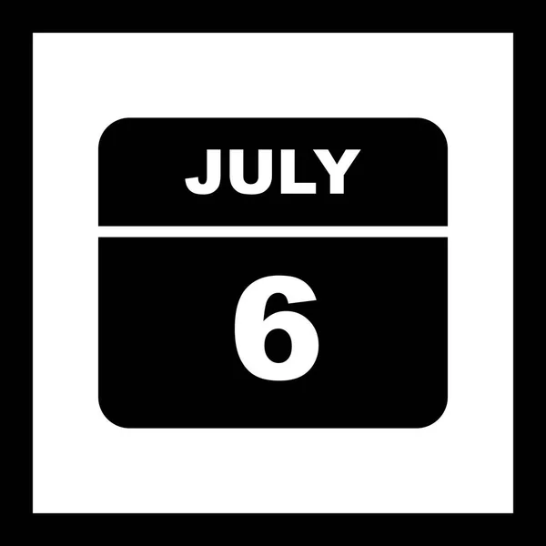 July 6th Date on a Single Day Calendar — Stock Photo, Image