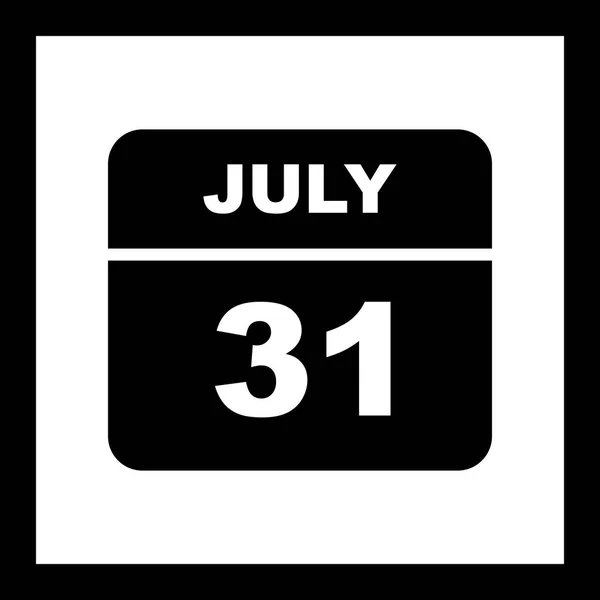 31 de julho Data em um calendário único dia — Fotografia de Stock