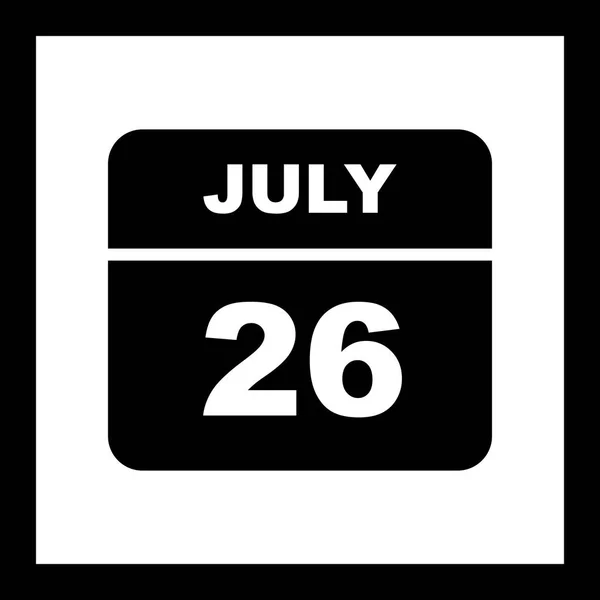 26. července – datum v jednom dnu kalendáře — Stock fotografie