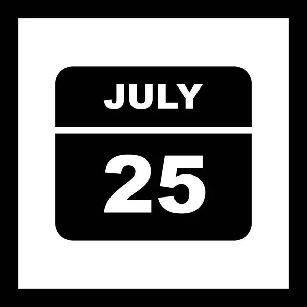 25 de julio Fecha en un calendario de un solo día —  Fotos de Stock