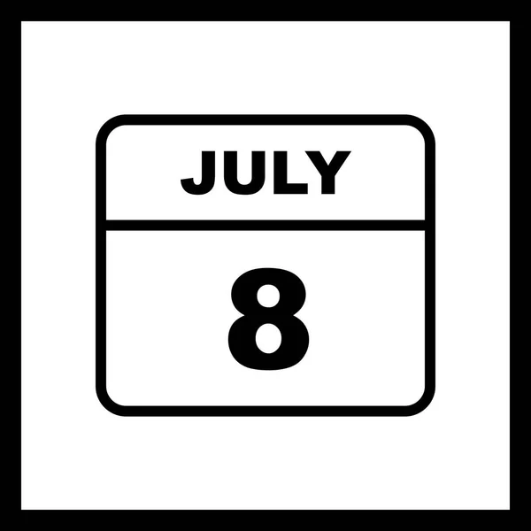 8 juli datum på en enda dag kalender — Stockfoto