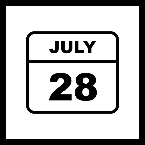 28 de julho Data em um único dia Calendário — Fotografia de Stock