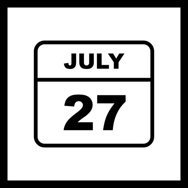 Дата 27 июля в календаре одного дня — стоковое фото