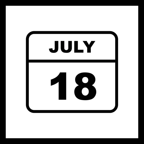 18 juli datum på en enda dag kalender — Stockfoto
