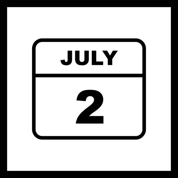 Дата 2 июля в календаре одного дня — стоковое фото