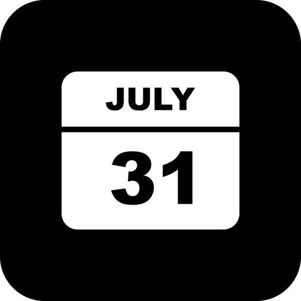 31 Temmuz tarih tek günlük takvim — Stok fotoğraf