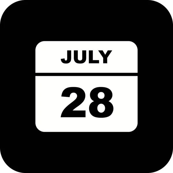 28 de julio Fecha en un calendario de un solo día — Foto de Stock