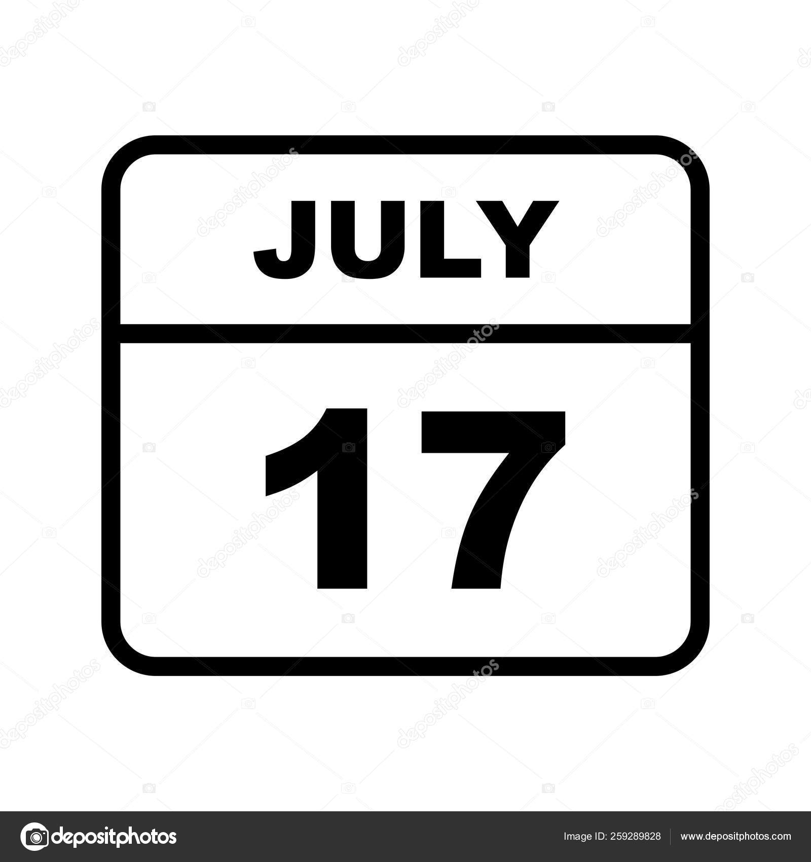 July 17th Date on a Single Day Calendar — Stock Photo © IYIKON 259289828