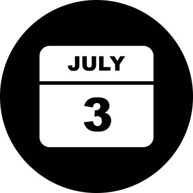 3 Temmuz tarih tek günlük takvim