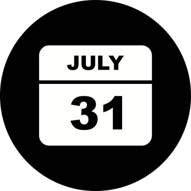 31 Temmuz tarih tek günlük takvim